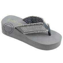 Women's Sandals Fashion Wedge Platform Flip Flops Slip On Sandals Shoes - 灰色 - 查看 1