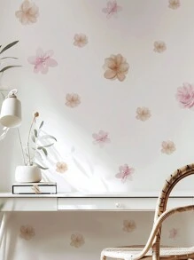 1pc Ins Style Fresh Floral, Leaf & Flower Pattern Wall Sticker, For Doorway, Bedroom, Background Decoration, Removable,Stickers,Wall Decal, Vinyl Decal For Home Decorations,Spring Decoration Items Refresh Your Home,Rama Decoration Stickers Gifts Birthday Graduation - Multicolor - View 5