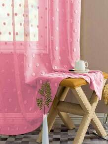 1pc Plush 3d Ball Sheer Curtain, 50% Light Filtering, Romantic Curtain For Room, Kitchen, Various Colors And Sizes Available