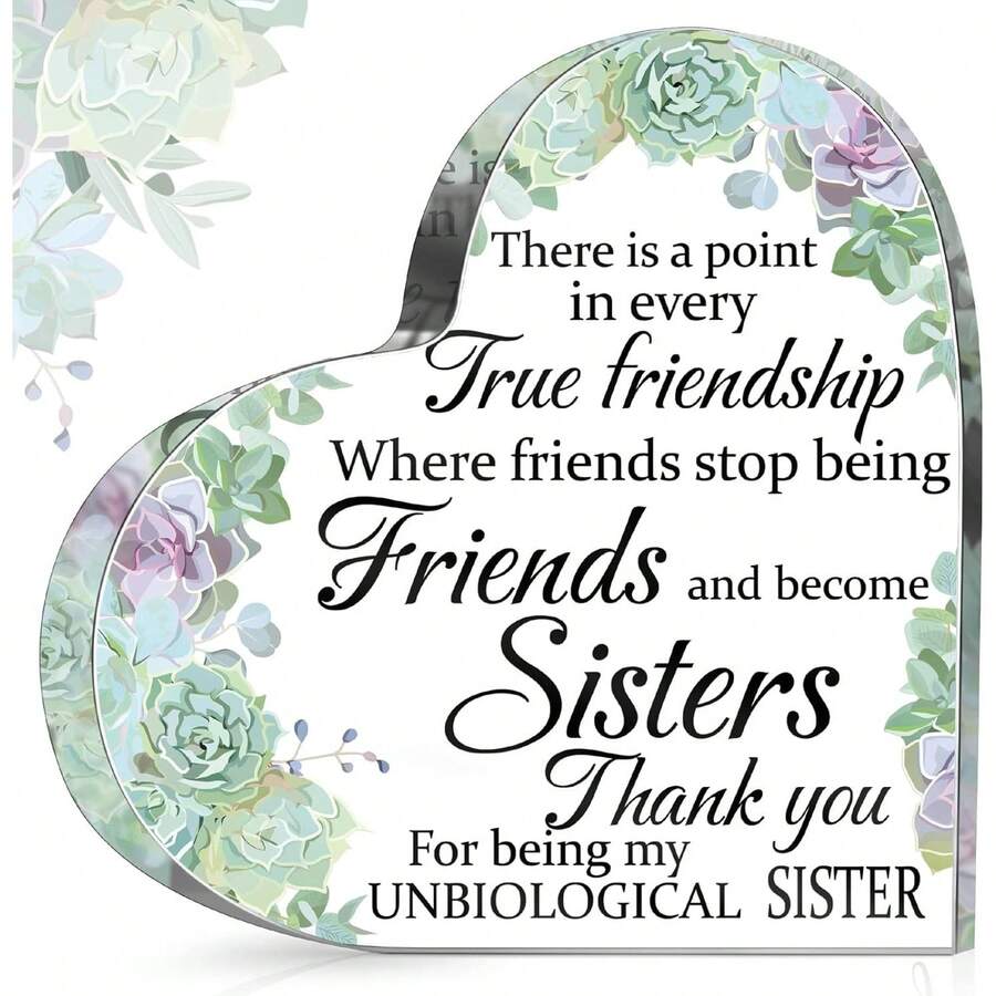 Friends Gifts For Women Friendship Bestie Plaque For Female Best Sunflower Flower Sister Gift Christmas Birthday Thank You Gift For Women Acrylic Friendship - شفاف - مشاهدة 1
