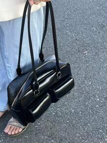 حقيبة كتف عبر الجسم/حقيبة يد بسوار ذات جيبين مزدوجين، مناسبة للتسوق والشارع والمدرسة والتجمعات، حقيبة نسائية مناسبة للعمل والأعمال والمكتب