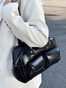 حقيبة كتف عبر الجسم/حقيبة يد بسوار ذات جيبين مزدوجين، مناسبة للتسوق والشارع والمدرسة والتجمعات، حقيبة نسائية مناسبة للعمل والأعمال والمكتب