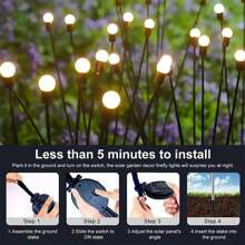 6/8/10 盏太阳能草坪花园灯，带 LED 风力驱动萤火虫，可嵌入地面，花园装饰节日灯，户外花园照明，适用于小径、庭院、露台 - 6LED - 查看 6