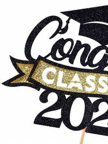 1 件祝贺毕业蛋糕装饰，闪光毕业帽蛋糕装饰，适合 2024 届学生，祝贺毕业派对蛋糕装饰，适合高中大学，派对用品。蛋糕装饰蛋糕装饰蛋糕装饰蛋糕装饰工具 - 彩色 - 查看 3