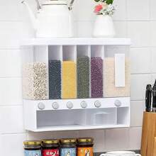 LIVINGANDHOME Living And Home 6 In 1 Stand/Wall Mounted Food Dispenser,Kitchen Storage Containers For Rice,Beans,Cereal,Grain,Candy,Biscuit,Dry Food - White - View 6