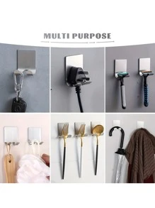 1 Stück/2 Stücke/4 Stücke, 304 Edelstahl Rasierhalter Rasierer Haken Halterung, selbstklebender Edelstahl-Aufbewahrungshaken, Duschhaken für Rasierer, Badezimmer, Küchenorganizer für Stecker, Bademantel, Handtuch, Loofah, Bademantel, Mantel. Doppelseitiges Klebeband wird mitgeliefert.