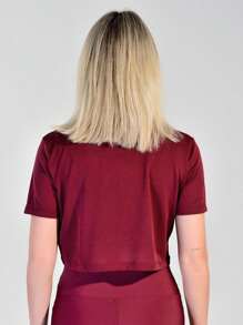 Women Sports Tees & Tanks - Burgundy - View 2