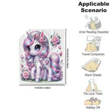 1pc pătură adorabilă imprimată cu unicorn, pătură, pătură AC, articol cadou; 1pc pătură tipărită castelul trandafir albastru, pătură, pătură AC, articol cadou; 1 bucă pătură cu imprimare adorabil Unicorn 2, pătură, pătură AC, articol cadou
