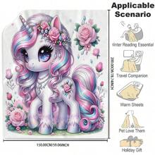 1pc pătură adorabilă imprimată cu unicorn, pătură, pătură AC, articol cadou; 1pc pătură tipărită castelul trandafir albastru, pătură, pătură AC, articol cadou; 1 bucă pătură cu imprimare adorabil Unicorn 2, pătură, pătură AC, articol cadou
