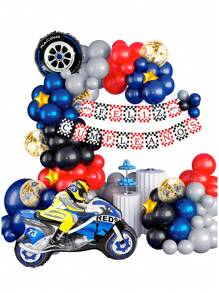 Kit De Globos Decorativos Moto Para Cumpleaños Globos Azul - Azul - Ver 1