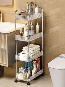 1 pieza Estantería de cocina independiente con ruedas, carro de almacenamiento simple y de varios niveles para espacios estrechos, apta para baño, dormitorio y lavadero, fácil de mover con diseño sencillo para decoración exterior