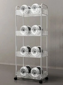 1 pieza Estantería de cocina independiente con ruedas, carro de almacenamiento simple y de varios niveles para espacios estrechos, apta para baño, dormitorio y lavadero, fácil de mover con diseño sencillo para decoración exterior