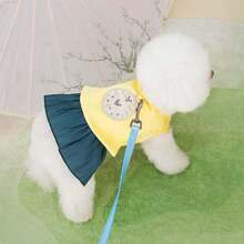 1件犬貓寵物服裝,韓國風格裙子,適用於比熊和博美犬的春夏裝,小型尺寸,學院風格 - 黃色 - 查看 6