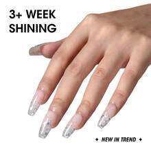 Gellen 18ml閃粉凝膠指甲油銀白色閃粉果凍珠光條紋亮銀透明自然凝膠指甲油可浸泡可以使用uv或led燈照射的修指甲美甲藝術diy沙龍家用假期女士禮物 - 銀色 - 查看 2