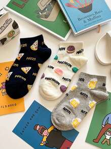 5pairs/Set Men's Food, Beer, And Personalized Printed Short Socks, Creative Design - Multicolor - View 4
