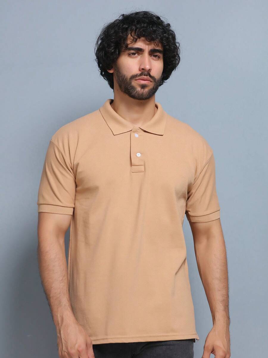 Men Polo Shirts - 卡其色 - 查看 1