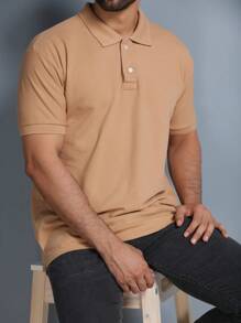 Men Polo Shirts - 卡其色 - 查看 3