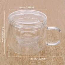 1PC 350ml Drinkware Loose Leaf Tea Strainer Coffee Filter With Infuser And Lid Heat Resistant Glass Tea Cup Durable For Home Office. - Transparent - View 5
