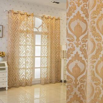 1pc European Style Cutout Hollow Mirror, Lightweight Sheer Decorative Curtain