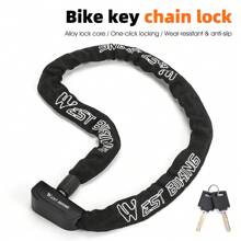 WEST BIKING Bicycle Lock Anti-Theft Key Lock Mountain Bike Electric Vehicle Chain Lock Battery Vehicle Chain Lock - Black - View 9