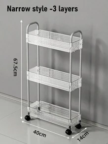 1 pieza Estantería de cocina independiente con ruedas, carro de almacenamiento simple y de varios niveles para espacios estrechos, apta para baño, dormitorio y lavadero, fácil de mover con diseño sencillo para decoración exterior