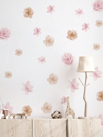 1 件 Ins 风格清新花卉、叶子和花朵图案墙贴，适用于门口、卧室、背景装饰、可移除、贴纸、墙贴花、乙烯基贴花，用于家居装饰、春季装饰品让您的家焕然一新、Rama 装饰贴纸礼物生日毕业