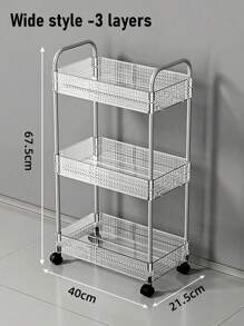 1 pieza Estantería de cocina independiente con ruedas, carro de almacenamiento simple y de varios niveles para espacios estrechos, apta para baño, dormitorio y lavadero, fácil de mover con diseño sencillo para decoración exterior