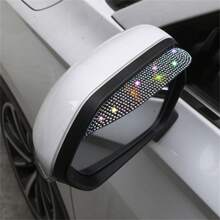 2pcs Bling Rhinestone Car Rearview Mirror Rain Eyebrow - Rain-Proof Artificial Diamond Cover For Cars