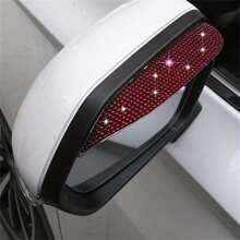 2pcs Bling Rhinestone Car Rearview Mirror Rain Eyebrow - Rain-Proof Artificial Diamond Cover For Cars