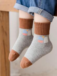 5對/組男孩漫畫和幾何圖案的中筒襪,適合學生日常穿著,適合所有季節 - 彩色 - 查看 5