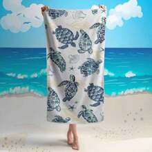 1pc Watercolor Turtle Pattern Lightweight Microfiber Beach Towel, 75*150cm For Travel, Swimming, Yoga, Fitness, Camping, Adult Women Men Kids, A Must-Have For Beach Holiday Gift Summer Travel, Vacation Bathroom Decor Beach Essentials