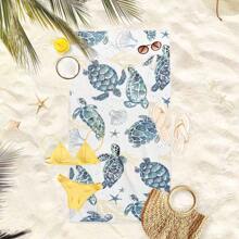 1pc Watercolor Turtle Pattern Lightweight Microfiber Beach Towel, 75*150cm For Travel, Swimming, Yoga, Fitness, Camping, Adult Women Men Kids, A Must-Have For Beach Holiday Gift Summer Travel, Vacation Bathroom Decor Beach Essentials