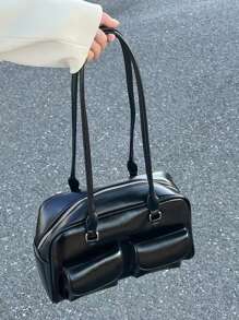 حقيبة كتف عبر الجسم/حقيبة يد بسوار ذات جيبين مزدوجين، مناسبة للتسوق والشارع والمدرسة والتجمعات، حقيبة نسائية مناسبة للعمل والأعمال والمكتب