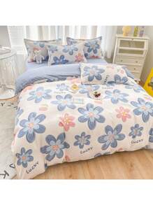 Ropa de cama 4 piezas que incluye 1 funda de nórdica, 1sábanas, 2fundas de almohada. Núcleo no incluido - Celeste - Ver 2