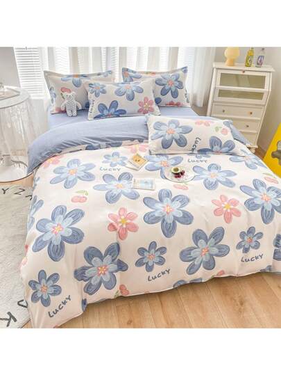 Ropa de cama 4 piezas que incluye 1 funda de nórdica, 1sábanas, 2fundas de almohada. Núcleo no incluido