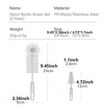 Semplice set di spazzole in nylon (2 in 1) per biberon e tettarelle per l'alimentazione dei bambini