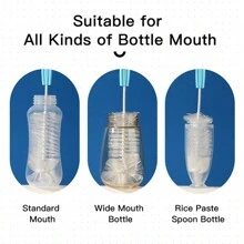 Semplice set di spazzole in nylon (2 in 1) per biberon e tettarelle per l'alimentazione dei bambini