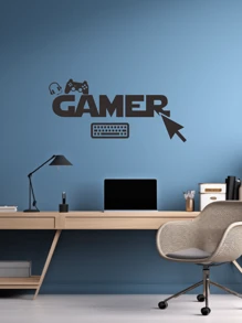 1pc Gaming Zone Wall Decal Sticker | Gamer Decor | Gaming Accessories | Vinyl Self-Adhesive | Keyboard, Headset, Controller | Elevate Your Gaming Space - Black - View 3