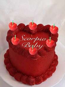 5pcs 3d Red Cherry Birthday Cake Toppers Party Decorations Candles, Back To School Valentine Day