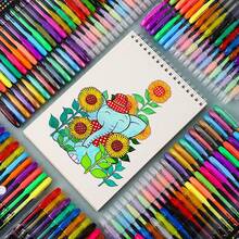 24pcs/Set Glitter Sketch Drawing Color Pen Markers Gel Pens Set Refill Rollerball Pastel Neon Marker Office School Stationery - Royal Blue - View 3