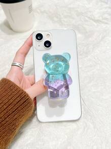 1 件可爱闪光熊手机握把支架 - 韩式可折叠环和弹性插座支架适用于所有智能手机和平板电脑兼容 、Android 手机，生日、家人、朋友的礼物推拉式手机握把、手机支架、手机配件 - 彩色 - 查看 1