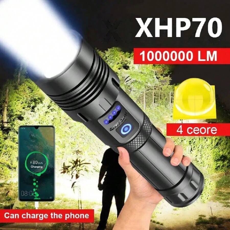 Súper Linterna Potente Xhp70/láser Blanco Recargable Táctica Linterna Led Impermeable Con Luz Cob Adecuado Para Actividades Al Aire Libre