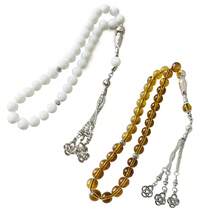 12英寸穆斯林念珠手链，10毫米珠子，手工裂纹质感穆斯林念珠，伊斯兰祈祷礼物，冥想手链 - 療癒手串 - 查看 12