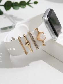 4 chiếc khóa trang trí hình trái tim đầy màu sắc Tương thích với dây đeo Apple Watch - Một cỡ - Xem 3