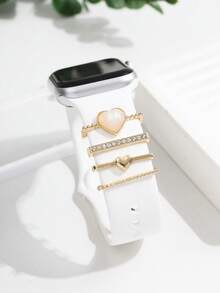 4 chiếc khóa trang trí hình trái tim đầy màu sắc Tương thích với dây đeo Apple Watch - Một cỡ - Xem 1