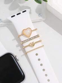 4 chiếc khóa trang trí hình trái tim đầy màu sắc Tương thích với dây đeo Apple Watch - Một cỡ - Xem 2