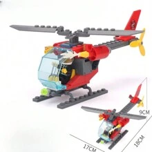 NEW MOC Firefighter Helicopter Aircraft Series Fire Plane Building Blocks Bricks Kits Classic Model No Box - Red - View 2