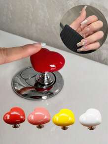 心形马桶按钮，适用于浴室马桶水箱，抽屉把手带防钉保护，家居装饰按钮浴室装饰秋季装饰 - 紅色 - 查看 1