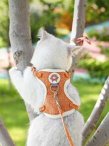 1 pieza Arnés para mascotas estilo chaleco con correa de tracción para gato, correa antiescape para perro pequeño