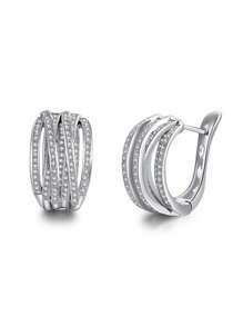 一对优雅的立方氧化锆耳环，适合女性佩戴，可用于结婚纪念日、订婚派对、情人节等场合，也适合作为母亲节礼物送给妈妈。 - 1# - 查看 3